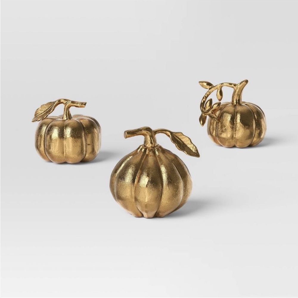 3pk Fall Mini Metal Gold Pumpkins - Threshold Fall 2025